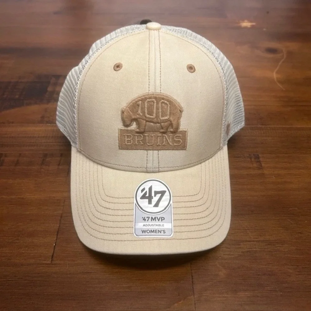 '47 Brand Boston Bruins Centennial Women's MVP Trucker Hat Adjustable Tan NEW